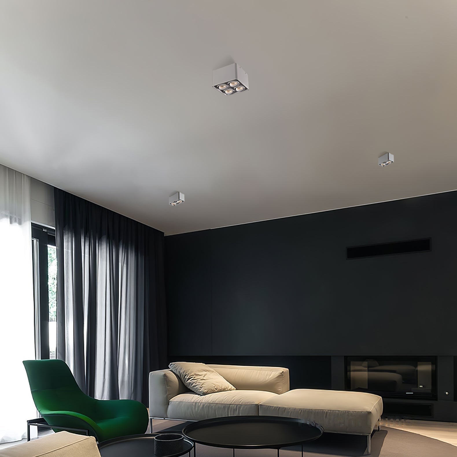 Giyan Surface Spotlight — Angular Steel Body, Recessless Ceiling Mount
