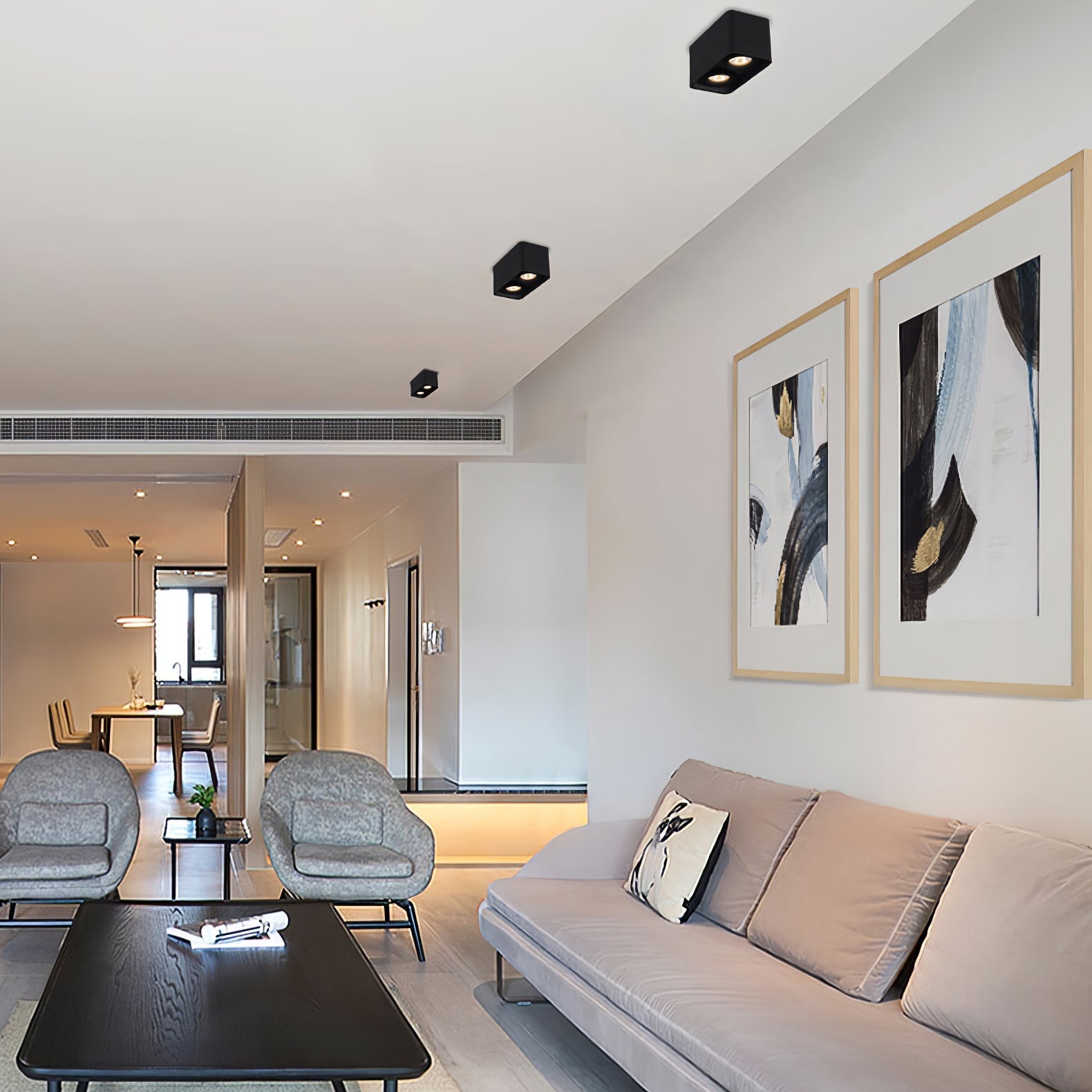 Giyan Surface Spotlight — Angular Steel Body, Recessless Ceiling Mount