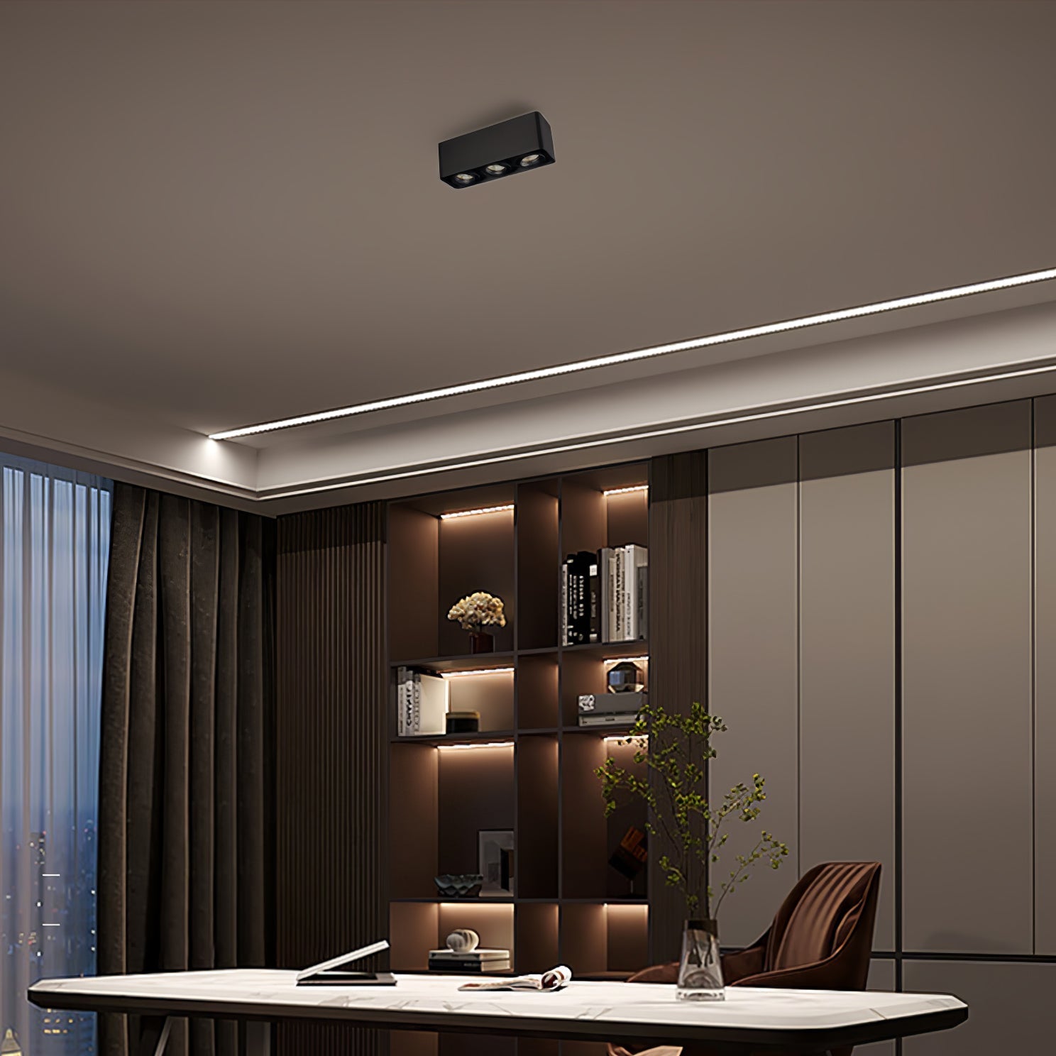 Giyan Surface Spotlight — Angular Steel Body, Recessless Ceiling Mount