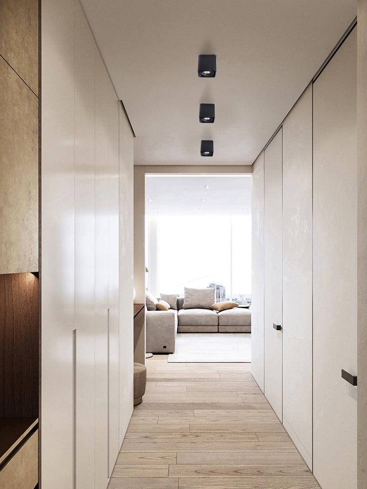 Giyan Surface Spotlight — Angular Steel Body, Recessless Ceiling Mount