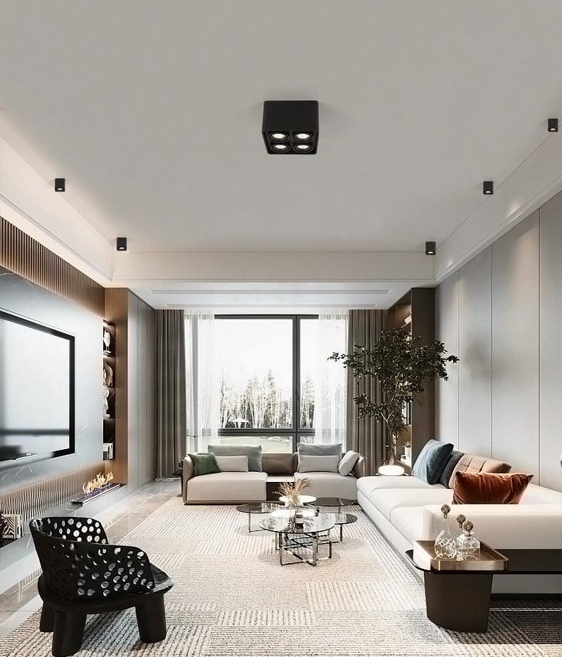 Giyan Surface Spotlight — Angular Steel Body, Recessless Ceiling Mount