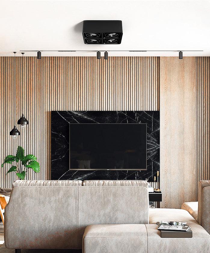Giyan Surface Spotlight — Angular Steel Body, Recessless Ceiling Mount