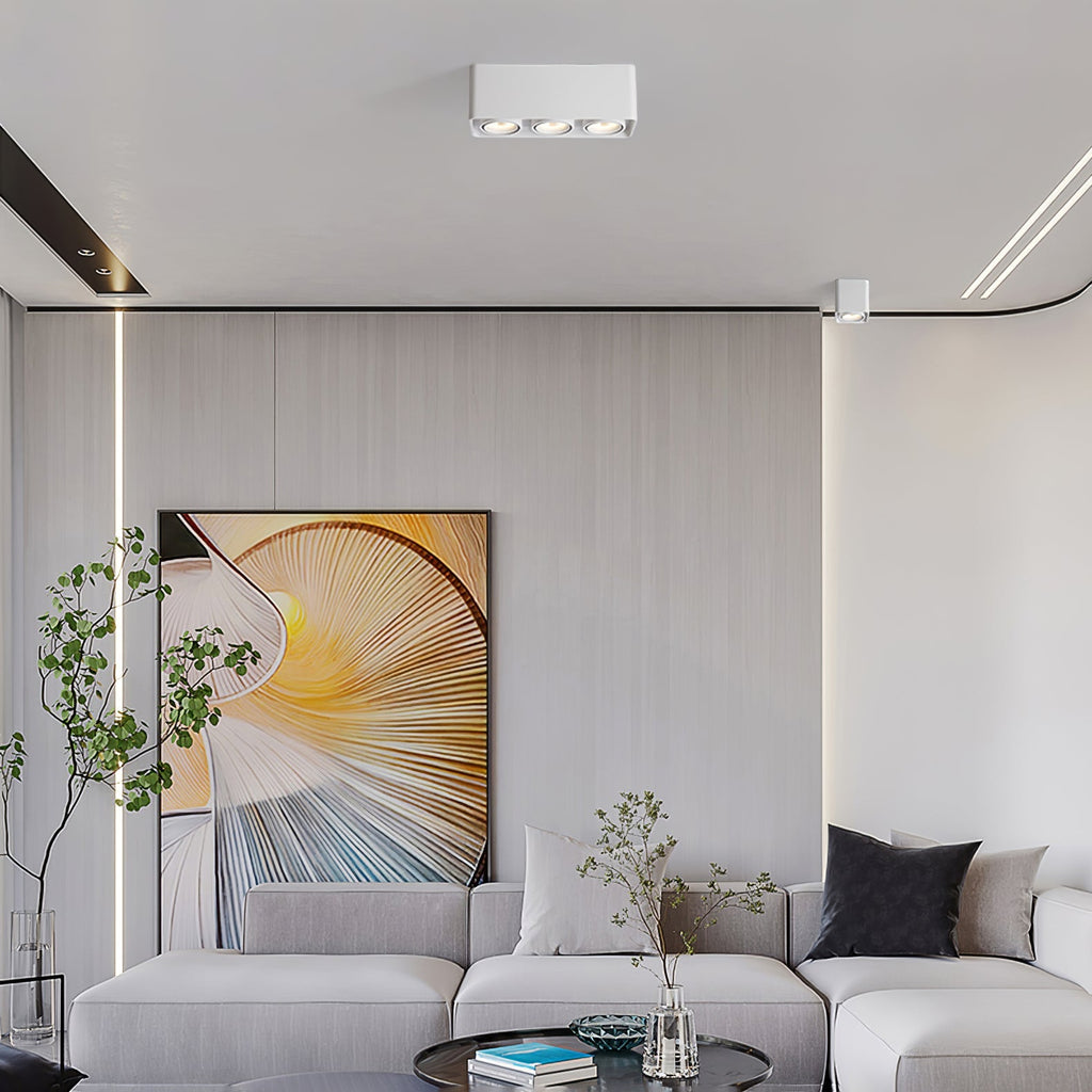 Giyan Surface Spotlight — Angular Steel Body, Recessless Ceiling Mount