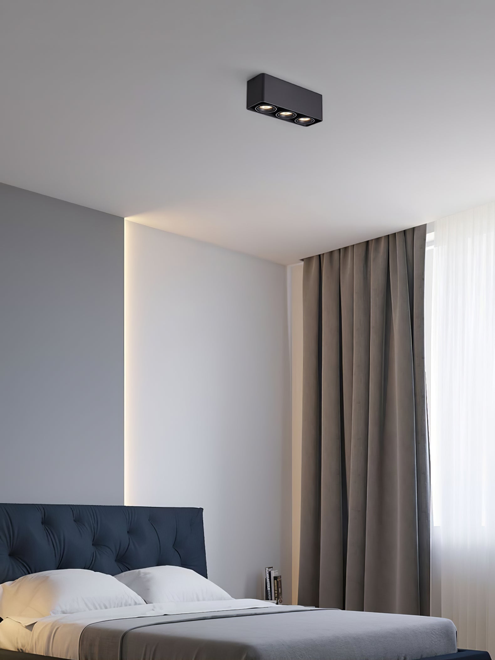 Giyan Surface Spotlight — Angular Steel Body, Recessless Ceiling Mount