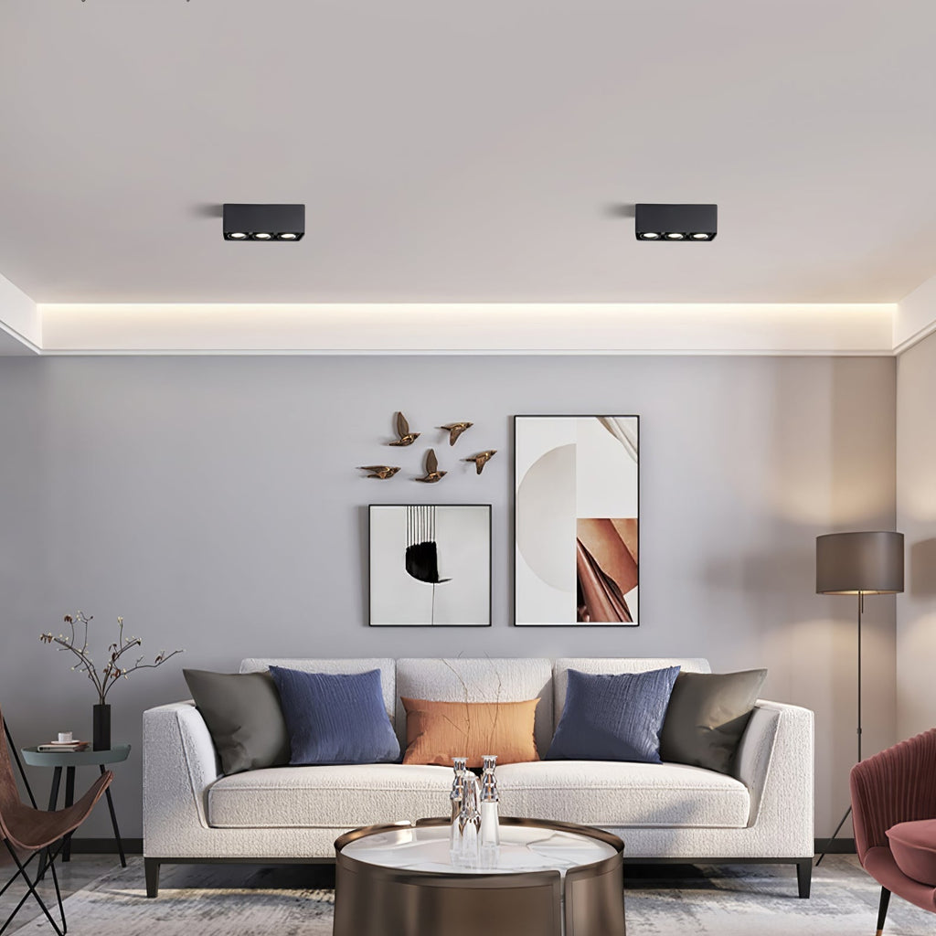 Giyan Surface Spotlight — Angular Steel Body, Recessless Ceiling Mount