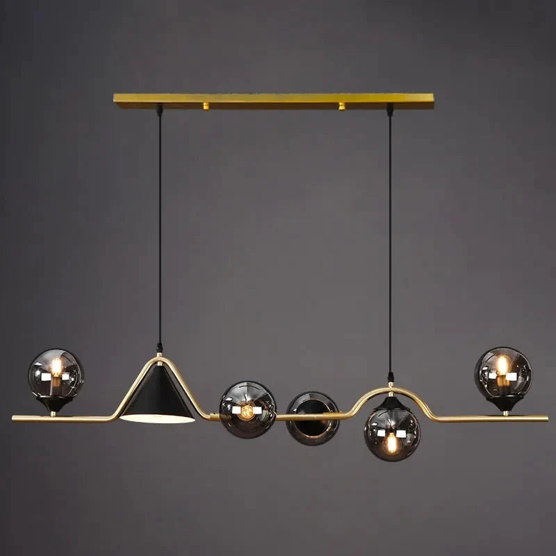 Arisha modern LED-pendellampa — svart/guld-färgat glas