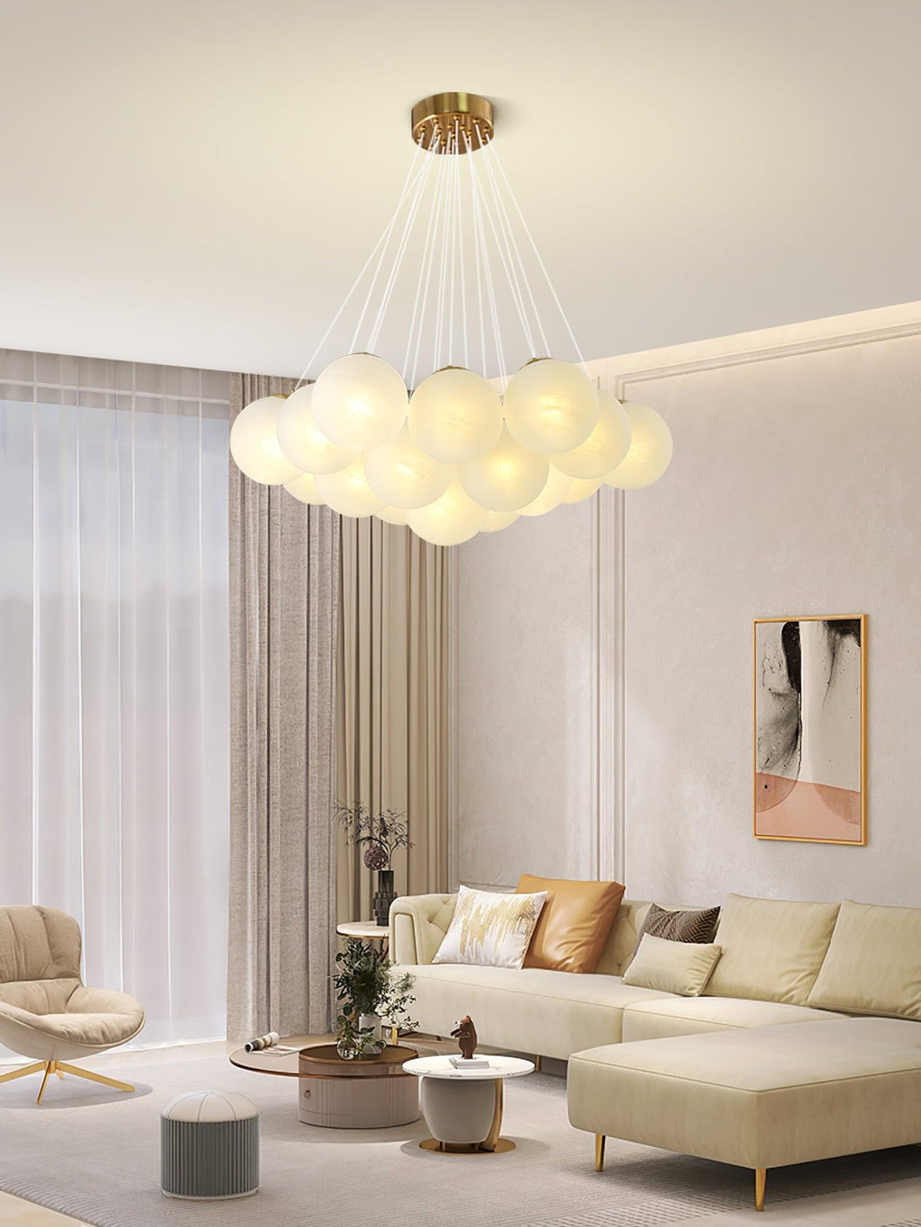 Contemporary Glass Cluster Ceiling Chandelier