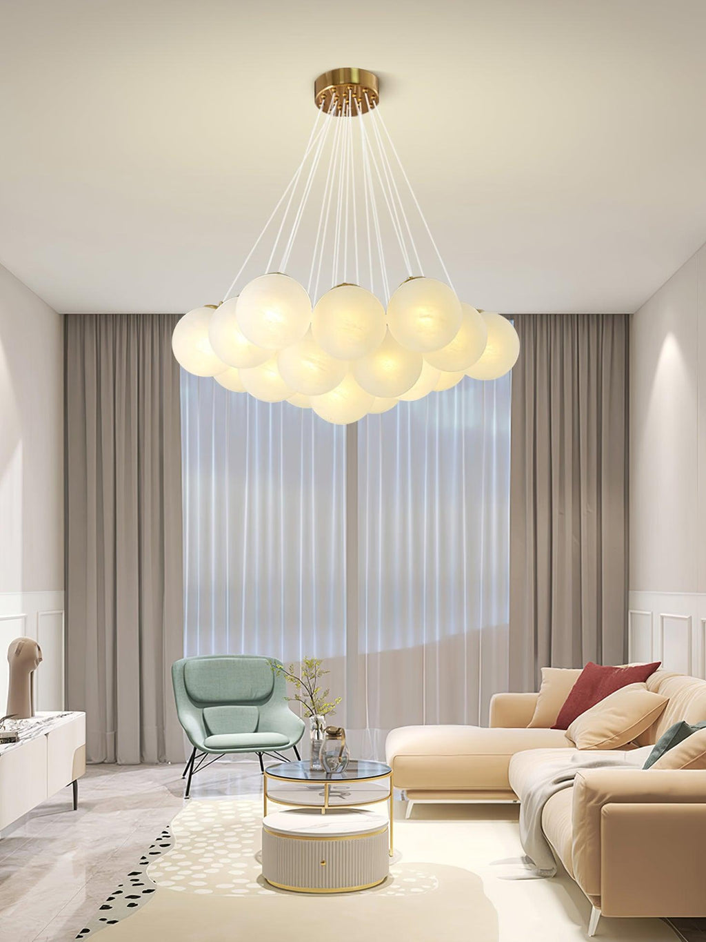 Contemporary Glass Cluster Ceiling Chandelier