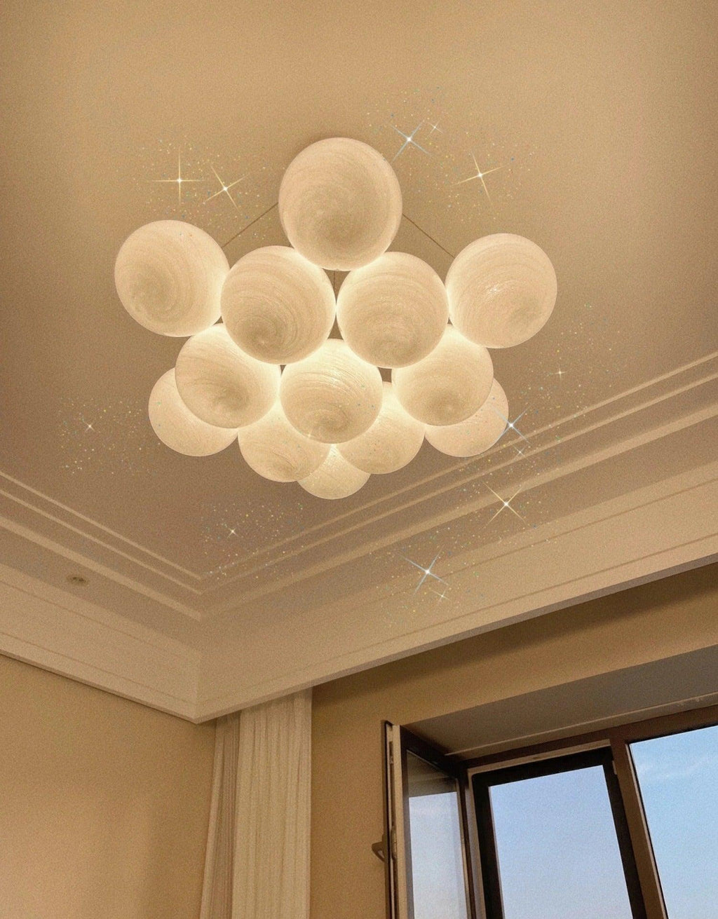 Contemporary Glass Cluster Ceiling Chandelier
