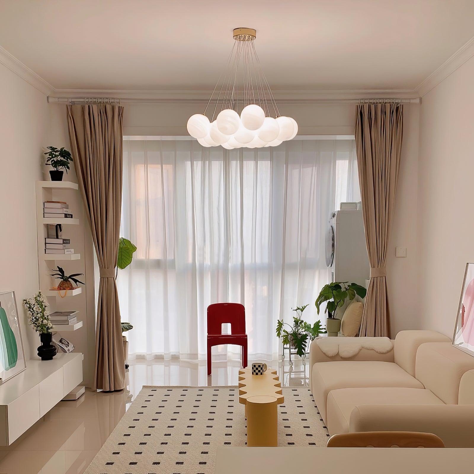 Contemporary Glass Cluster Ceiling Chandelier