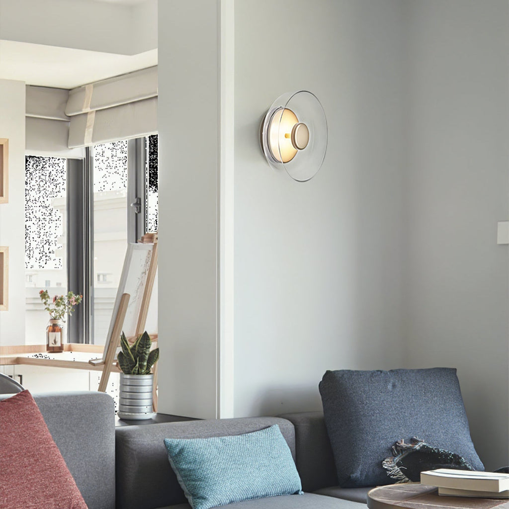 Glimmera rund væglampe — 9″ diameter, slankt design