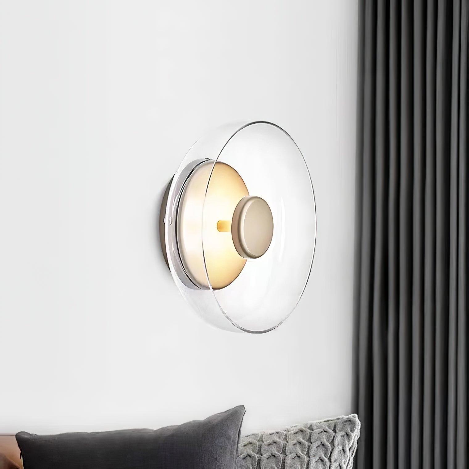 Glimmera rund væglampe — 9″ diameter, slankt design