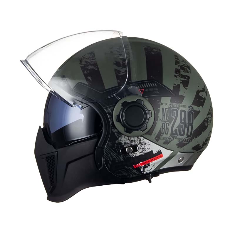 Retro modulaire helm met dubbele lens, DOT- en ECE-goedgekeurd