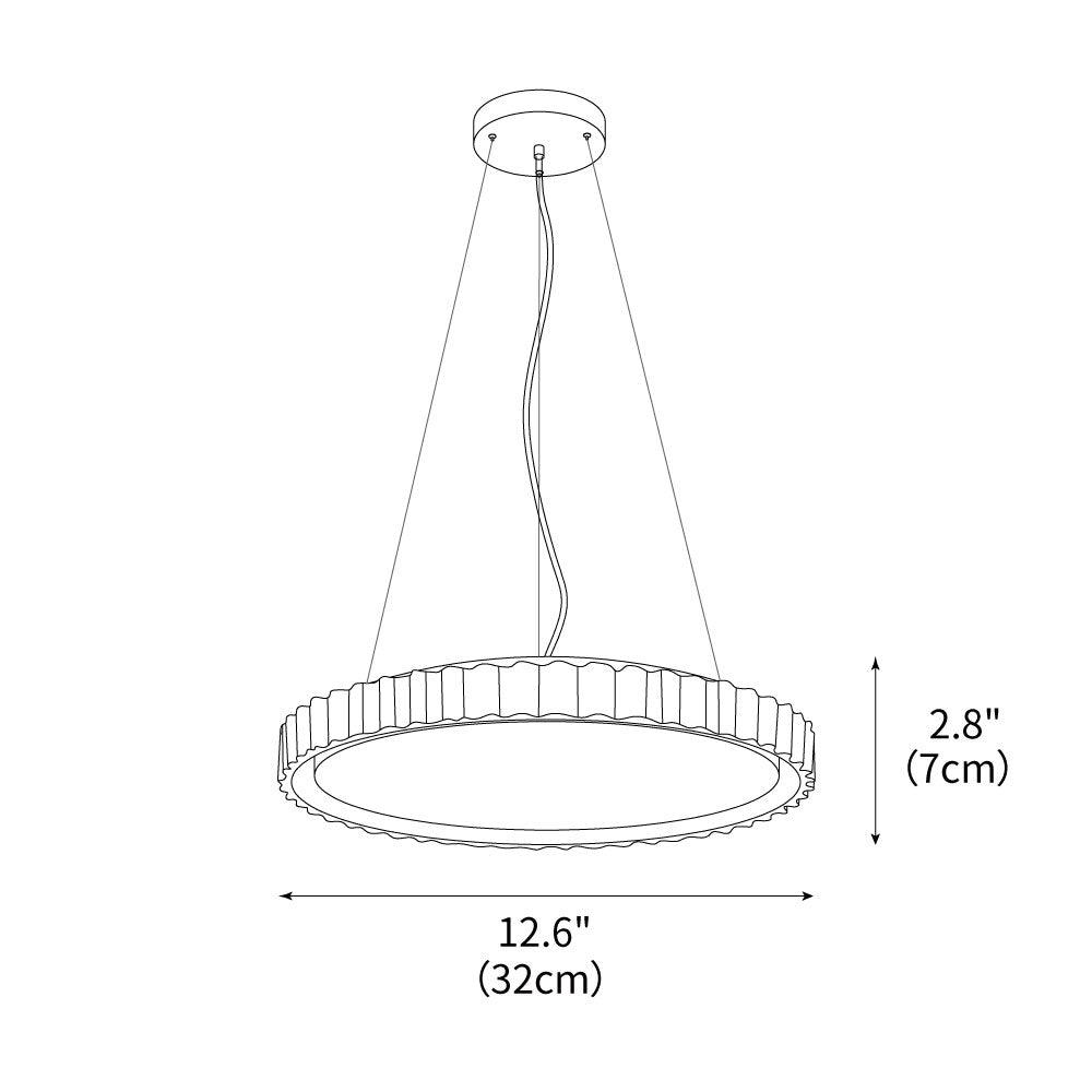 Lampada a sospensione in travertino Wabi-Sabi Grove Circle — LED integrato, dimensioni ridotte D12.6 x H2.8 pollici
