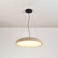 Lampada a sospensione in travertino Wabi-Sabi Grove Circle — LED integrato, dimensioni ridotte D12.6 x H2.8 pollici