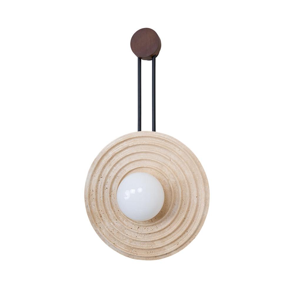 Żółta lampa ścienna z trawertynu Growth Ring — pojedyncze gniazdo G9 5W
