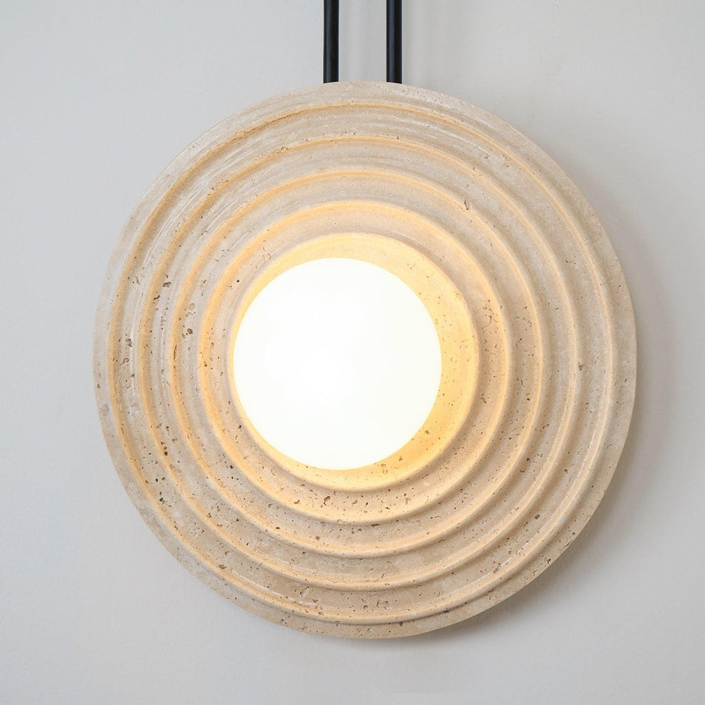 Żółta lampa ścienna z trawertynu Growth Ring — pojedyncze gniazdo G9 5W