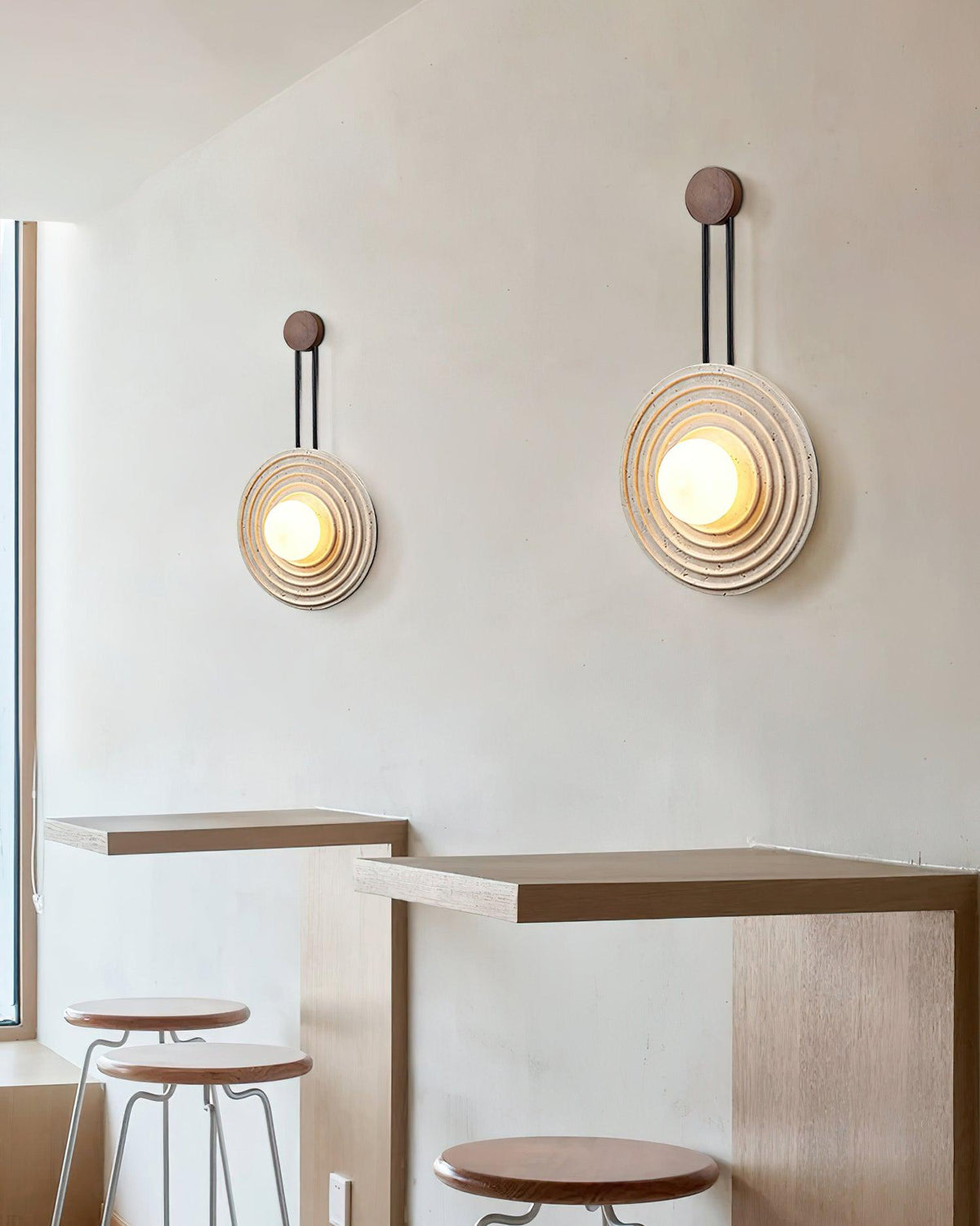 Żółta lampa ścienna z trawertynu Growth Ring — pojedyncze gniazdo G9 5W