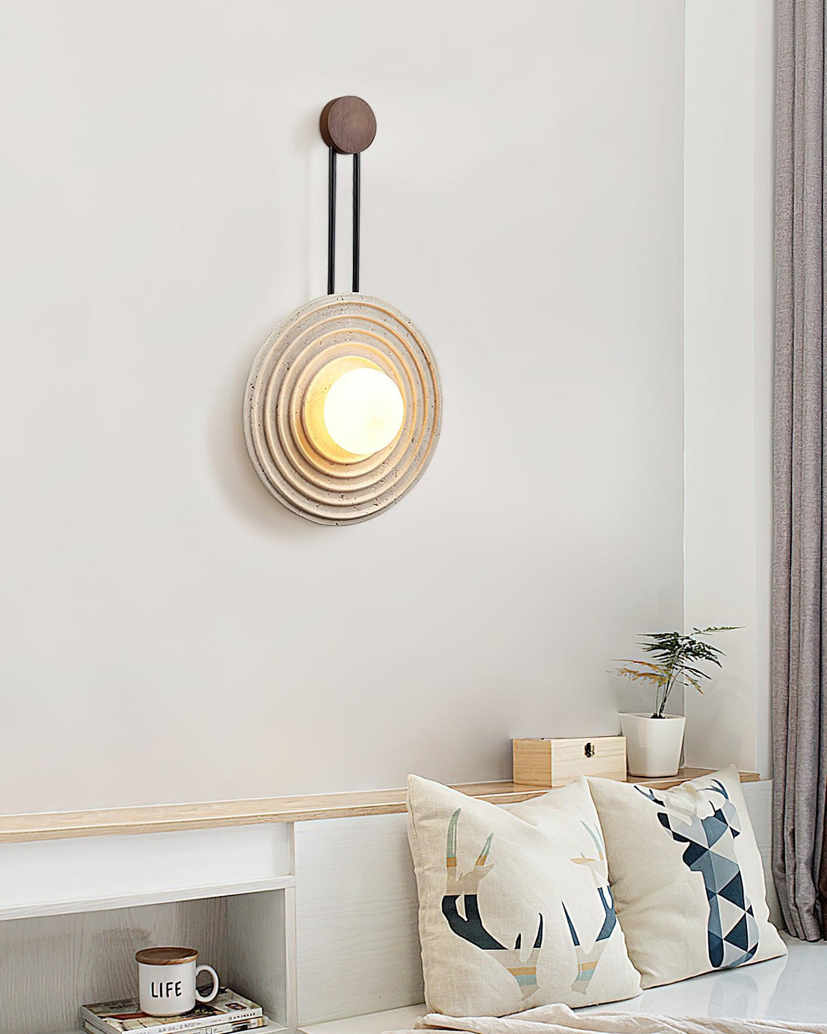 Żółta lampa ścienna z trawertynu Growth Ring — pojedyncze gniazdo G9 5W