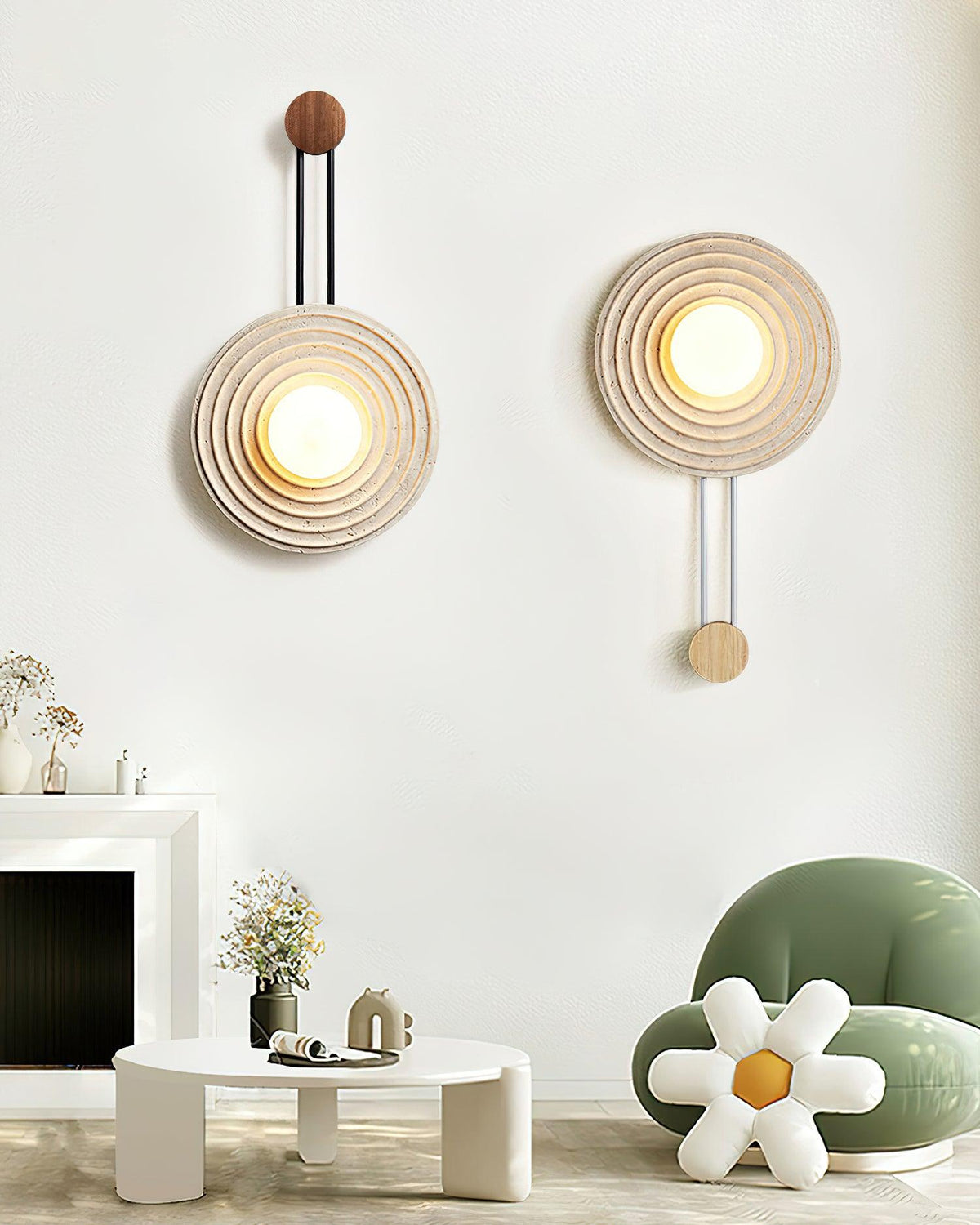 Żółta lampa ścienna z trawertynu Growth Ring — pojedyncze gniazdo G9 5W