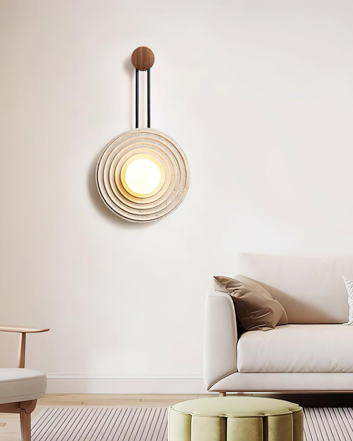 Żółta lampa ścienna z trawertynu Growth Ring — pojedyncze gniazdo G9 5W