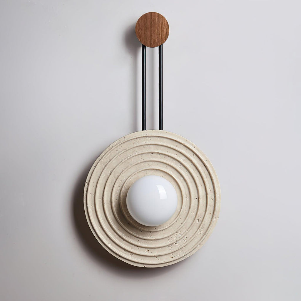 Żółta lampa ścienna z trawertynu Growth Ring — pojedyncze gniazdo G9 5W
