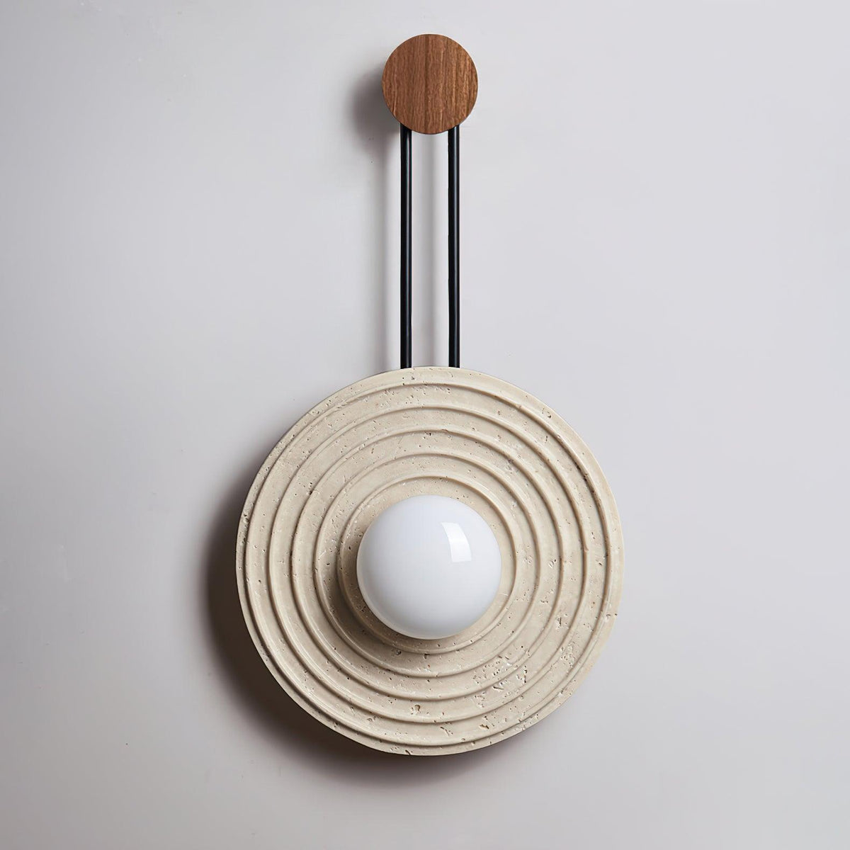 Żółta lampa ścienna z trawertynu Growth Ring — pojedyncze gniazdo G9 5W