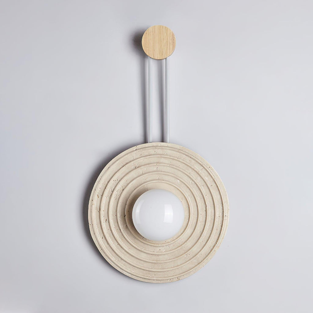 Żółta lampa ścienna z trawertynu Growth Ring — pojedyncze gniazdo G9 5W