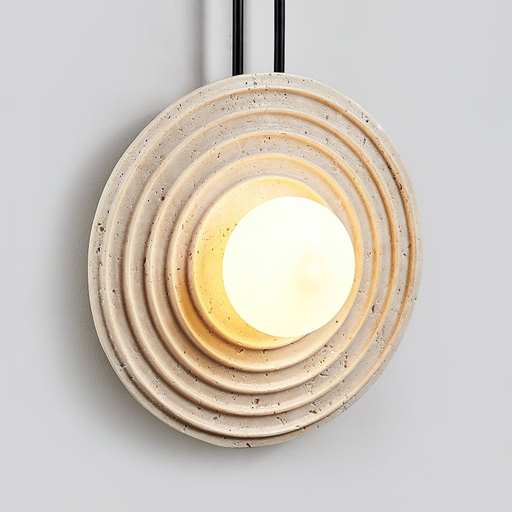 Żółta lampa ścienna z trawertynu Growth Ring — pojedyncze gniazdo G9 5W
