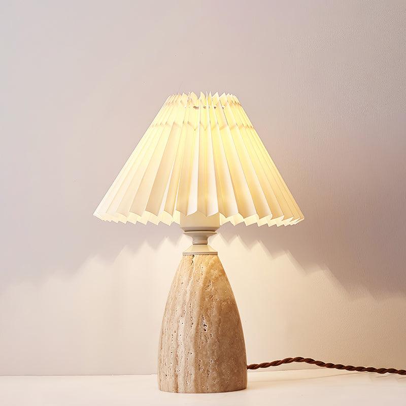 Lámpara de mesa Gusnow de travertino amarillo — Diseño de piedra wabi-sabi