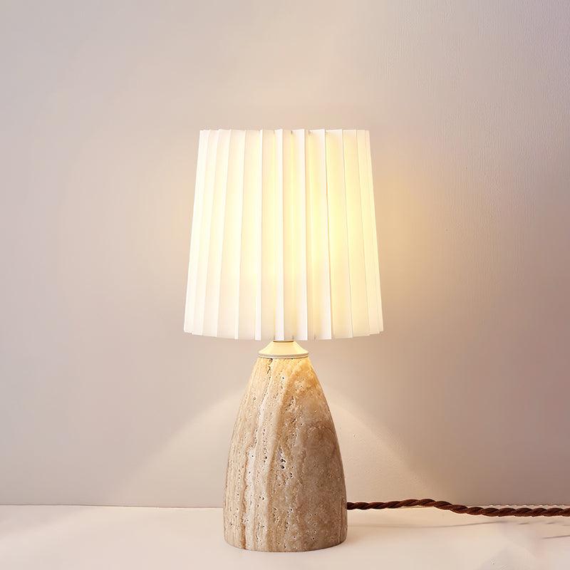Lámpara de mesa Gusnow de travertino amarillo — Diseño de piedra wabi-sabi