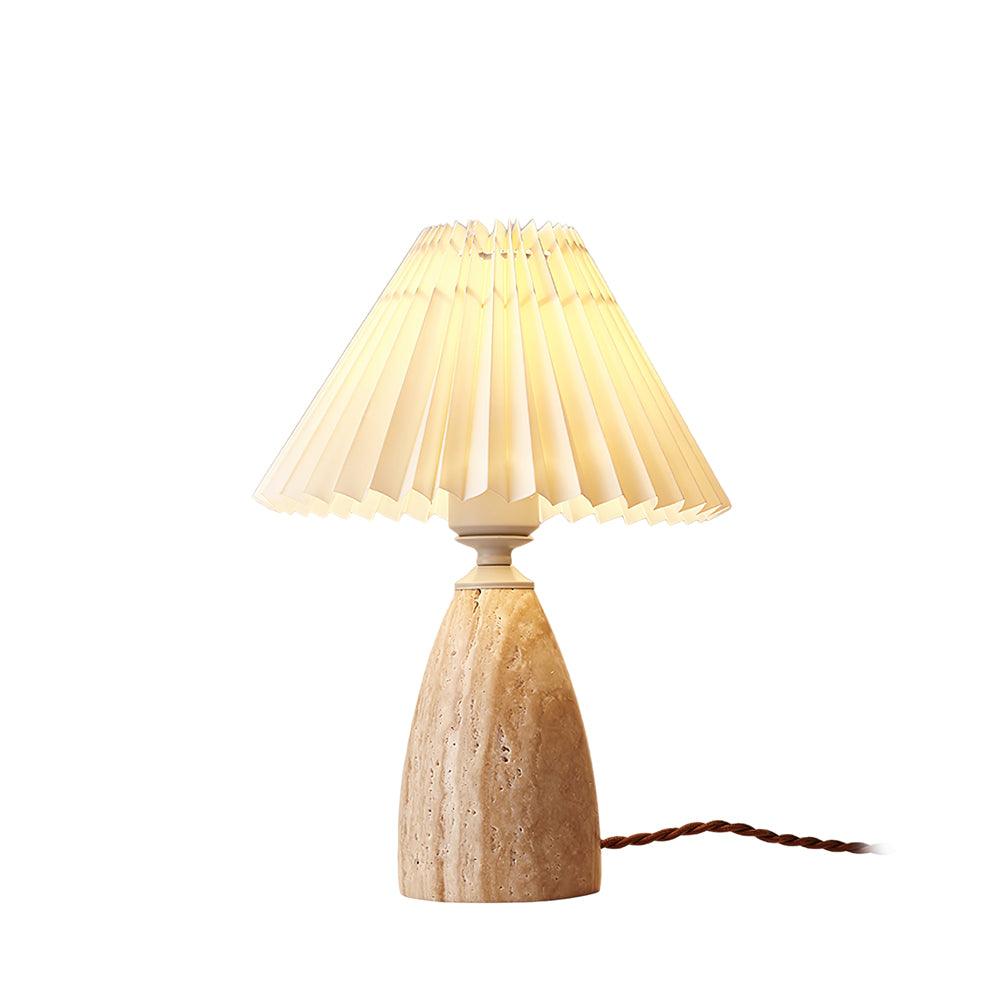 Lámpara de mesa Gusnow de travertino amarillo — Diseño de piedra wabi-sabi