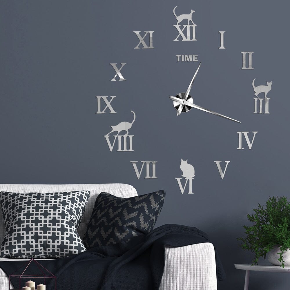Reloj de pared decorativo tridimensional de gato