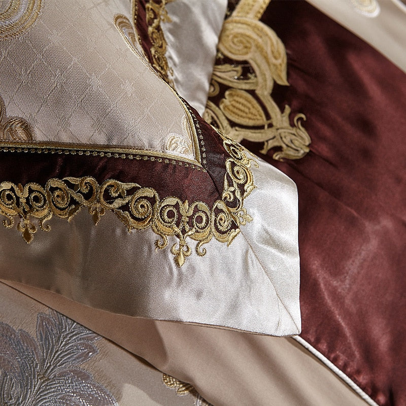 طقم غطاء لحاف فاخر من قطن الحرير الذهبي من إسمويديس