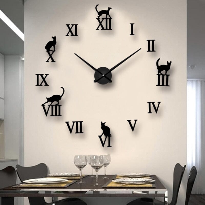 Reloj de pared decorativo tridimensional de gato