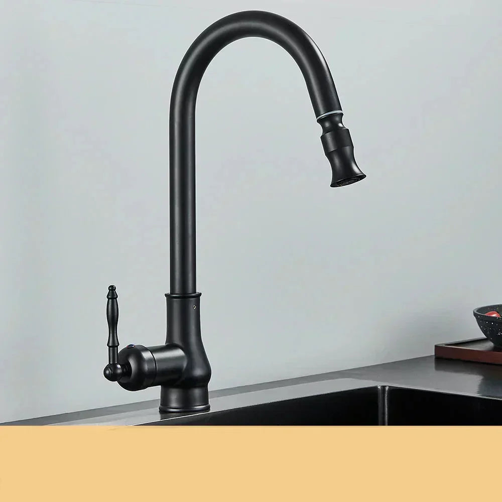HeritageTap Antique Brass Kitchen Tap Retro Style Mixer With Swivel Spout