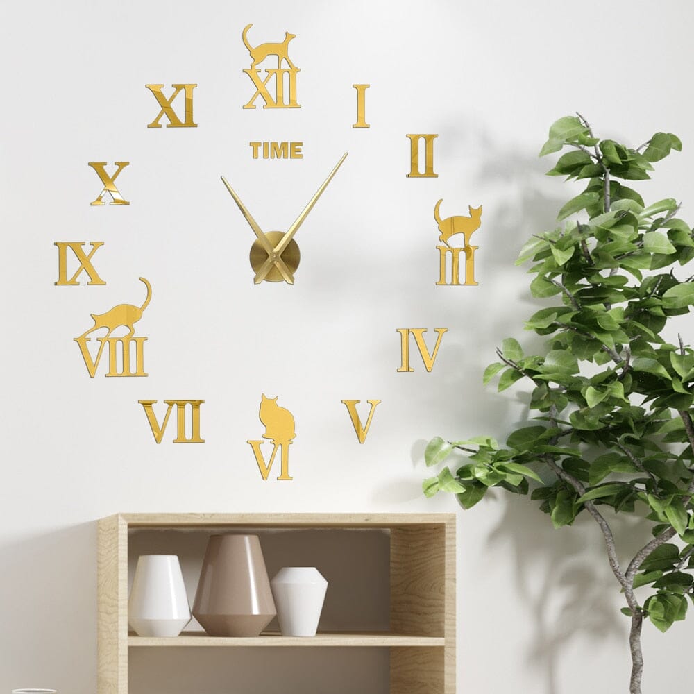 Reloj de pared decorativo tridimensional de gato