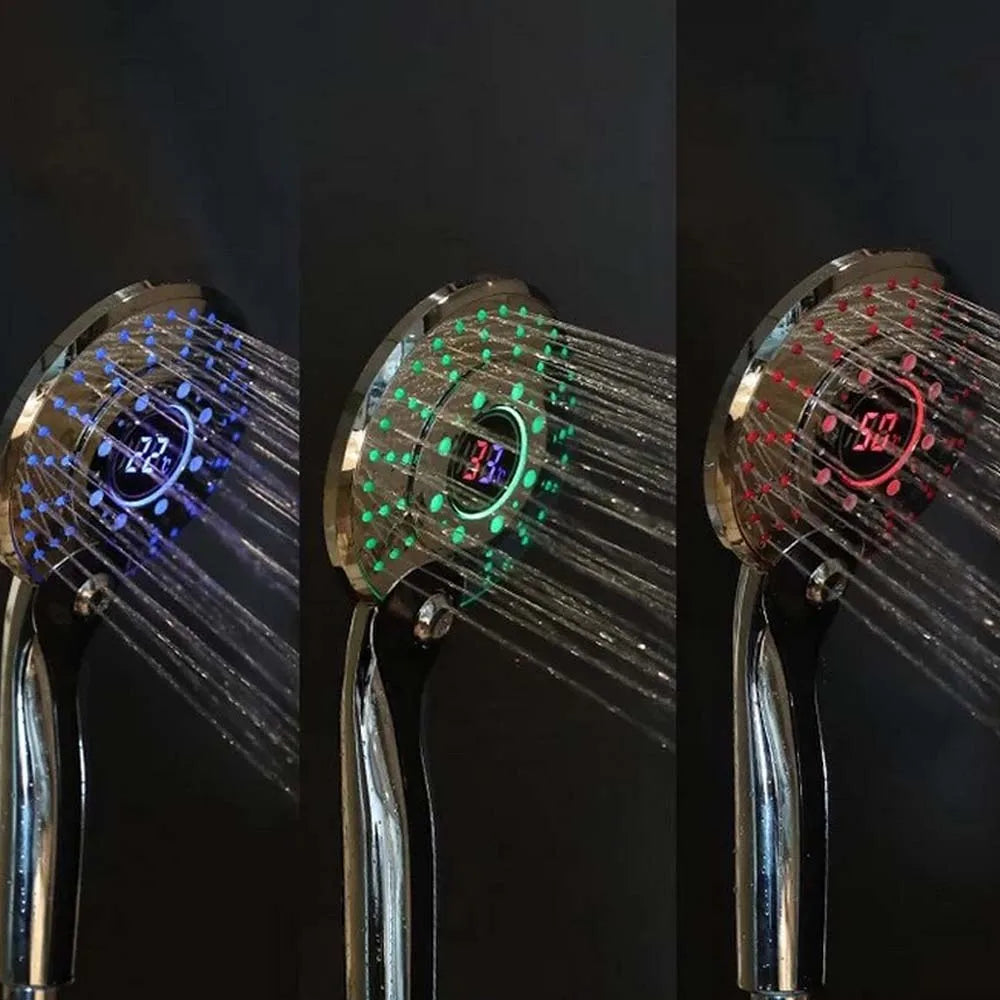 AquaGlow LED Digitale Douchekop – Kleurveranderende & Waterbesparende Handdouche