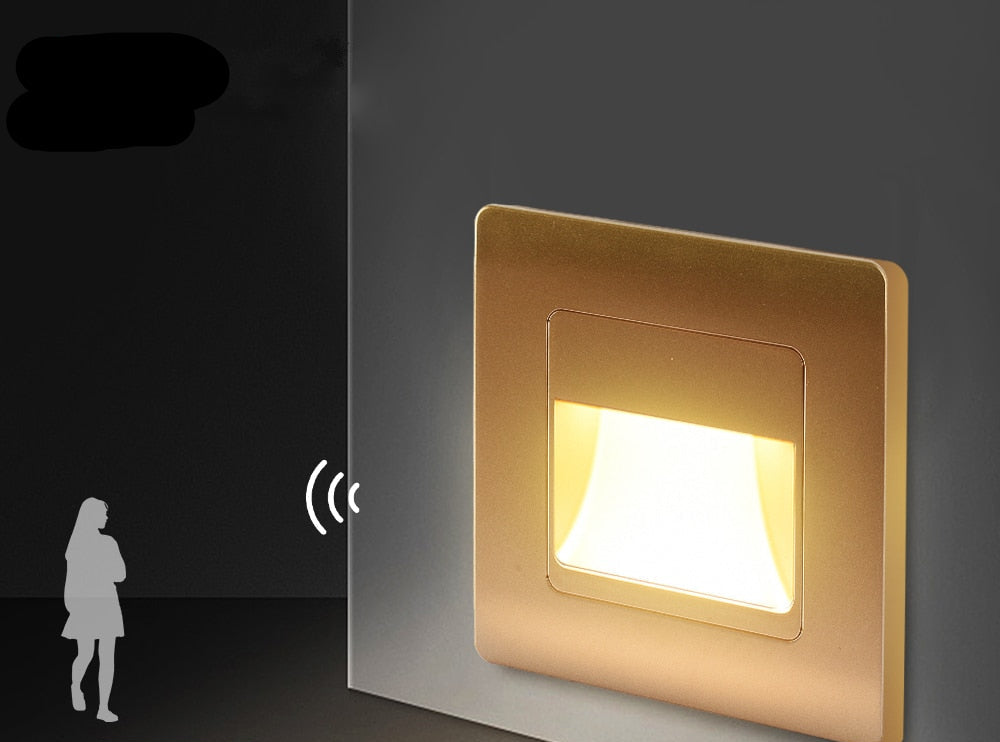 LuminaStride Recessed Stair Light With PIR Sensor Four Color Options