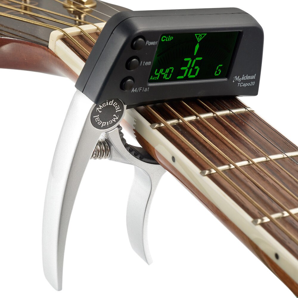 Kapodaster og tuner to i én guitartilbehør med LCD-skærm