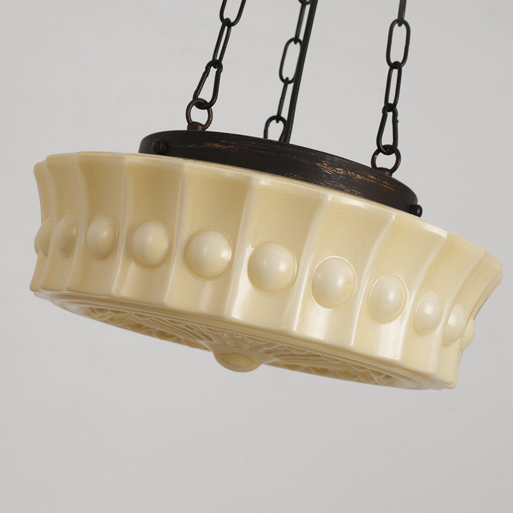 Valentina French Country Dome Pendant Light — Vintage White/Beige Finish