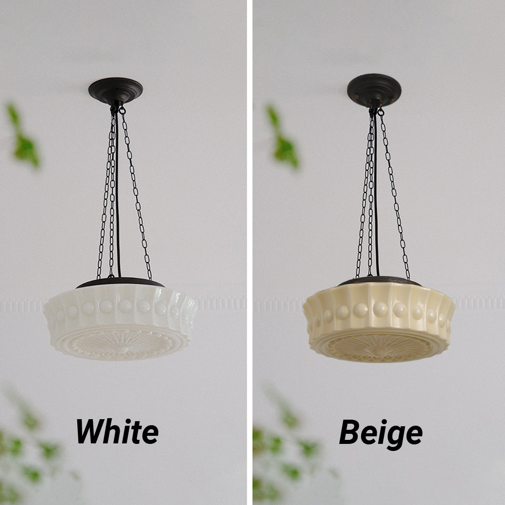 Valentina French Country Dome Pendant Light — Vintage White/Beige Finish