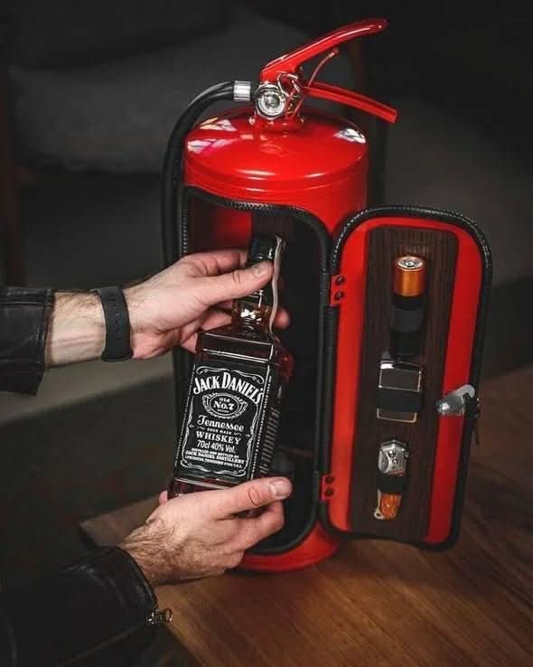Covert Bar Vault Minibar Hidden In A Repurposed Fire Extinguisher For Stylish Home