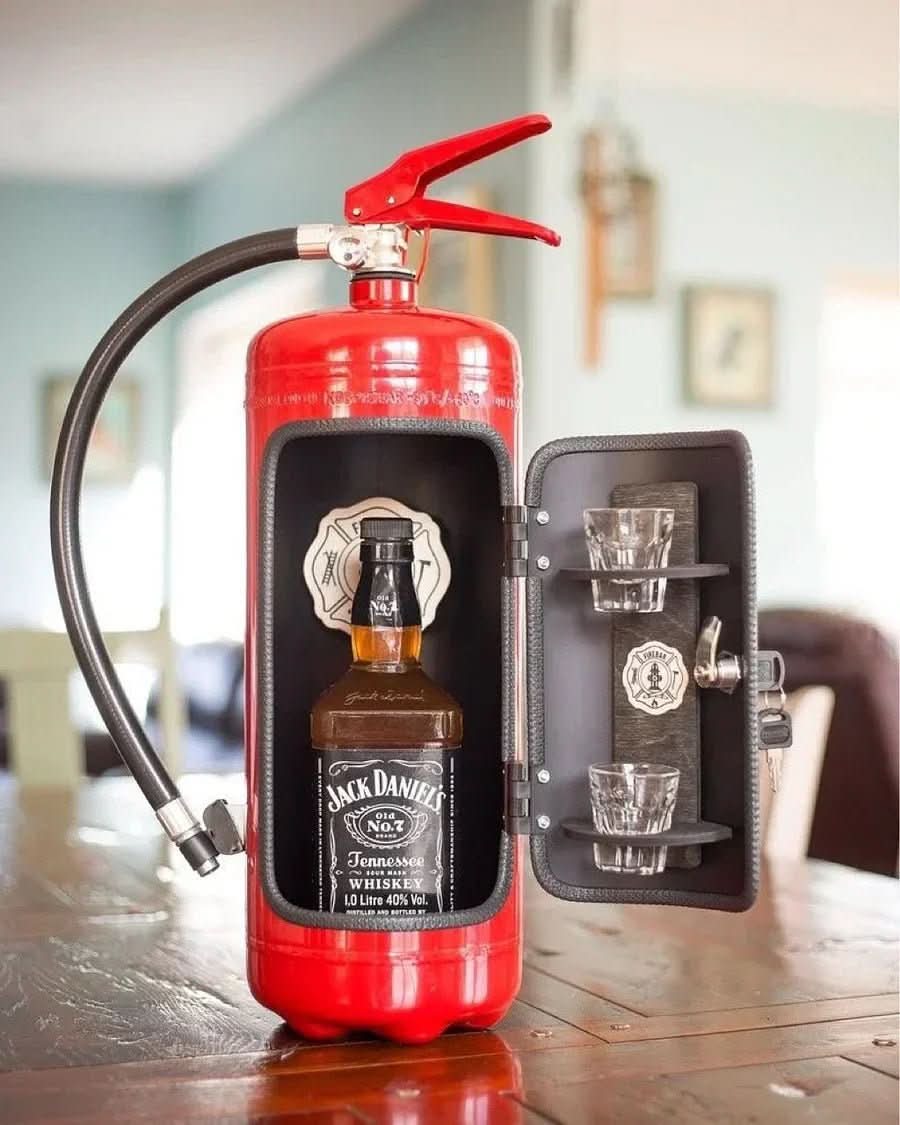 Covert Bar Vault Minibar Hidden In A Repurposed Fire Extinguisher For Stylish Home