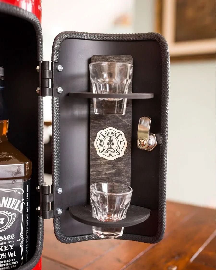 Covert Bar Vault Minibar Hidden In A Repurposed Fire Extinguisher For Stylish Home