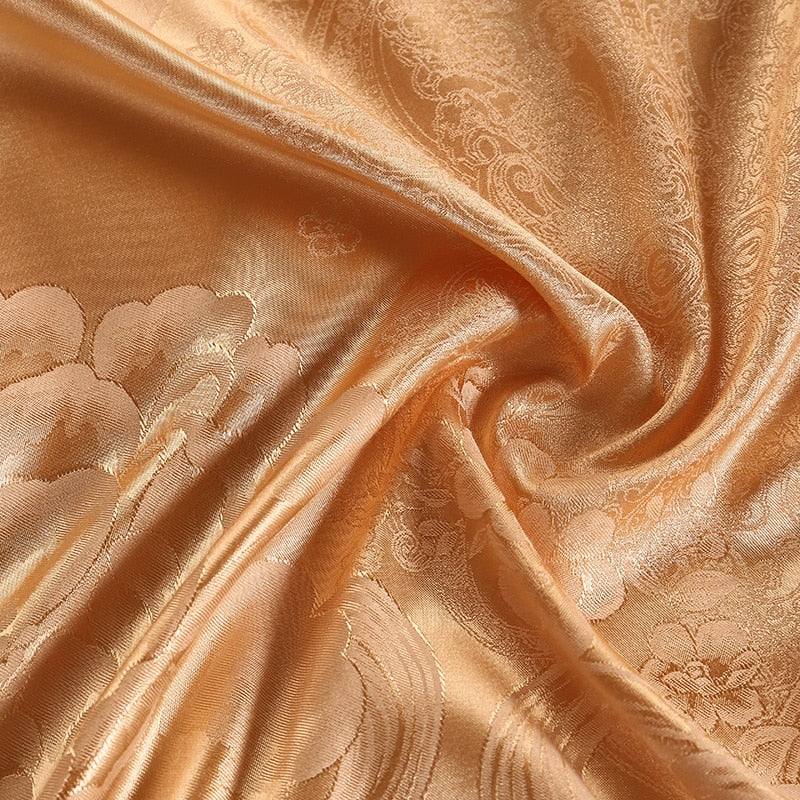 Lunara | シルバーブラウンのレース付き高級サテンコットン掛け布団カバーセット | Orntli