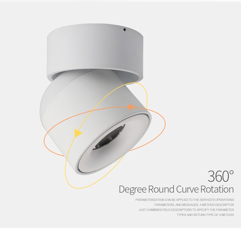 AiS LED Tavan Lambası Yüzeye Monte 360 Derece Yuvarlak Eğri Döner