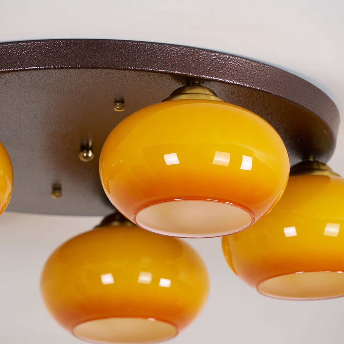 Aurevo 5-Light Amber Glass Flush Mount — Hardwired Ceiling Fixture, E26 Socket