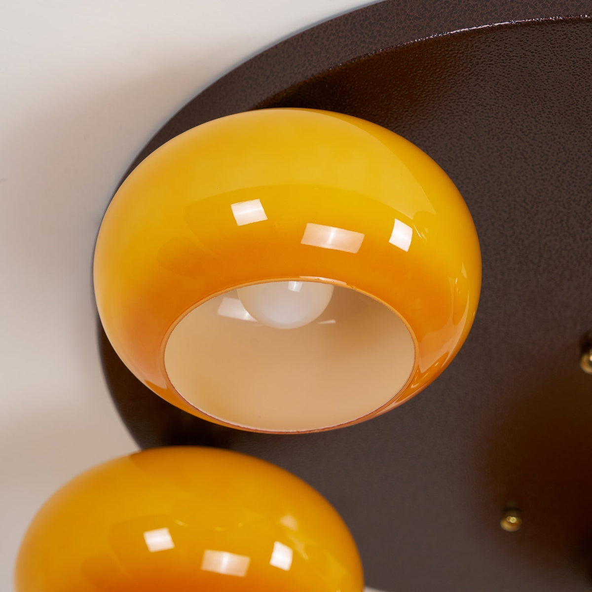 Aurevo 5-Light Amber Glass Flush Mount — Hardwired Ceiling Fixture, E26 Socket