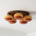 Aurevo 5-Light Amber Glass Flush Mount — Hardwired Ceiling Fixture, E26 Socket